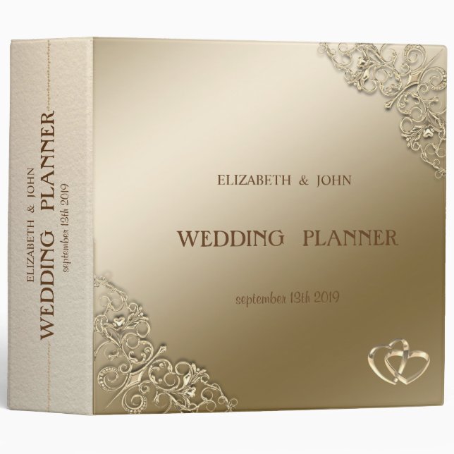 Elegant Chic Gold Hearts Binder (Front/Spine)