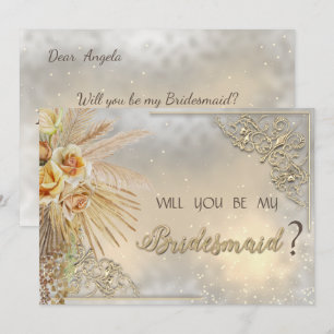 Elegant Chic Gold Hearts Boho Flowers Invitation