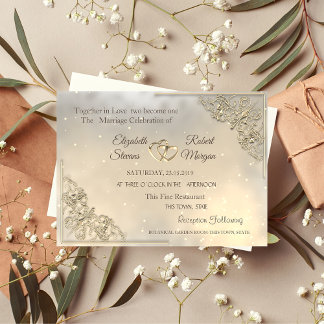 Elegant Chic Gold Hearts Wedding Invitation
