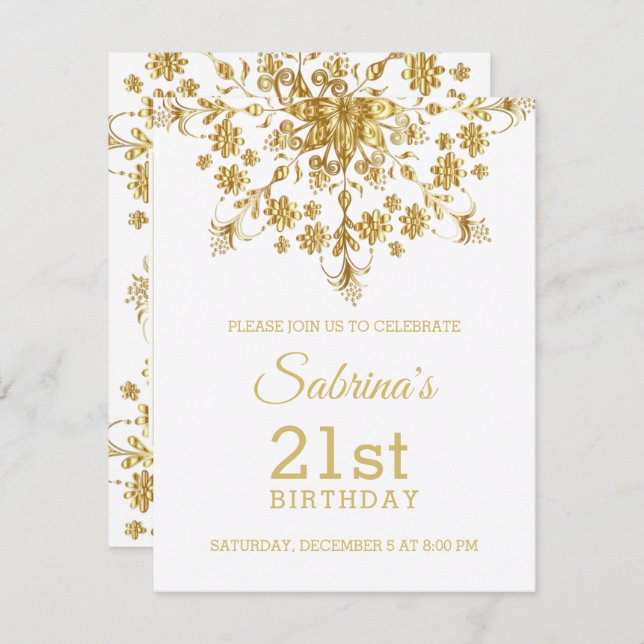Elegant Chic Gold Invitation Anniversaire (Devant / Derrière)