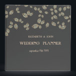 Elegant Chic Gold Leaves Binder<br><div class="desc">Elegant gold leaves on grey background wedding planner.</div>