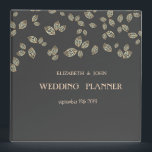 Elegant Chic Gold Leaves Binder<br><div class="desc">Elegant gold leaves on grey background wedding planner.</div>