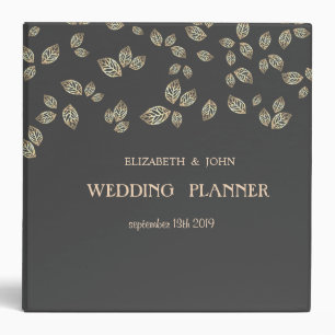 Elegant Chic Gold Leaves Binder