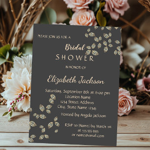 Elegant Chic Gold Leaves Bridal Shower Invitation