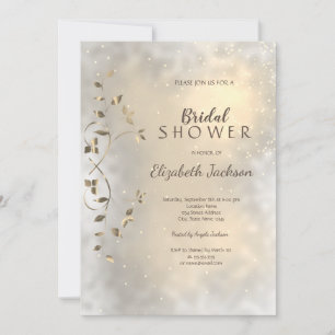Elegant Chic Gold Leaves Bridal Shower  Invitation