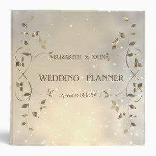 Elegant Chic Gold Leaves Wedding Binder