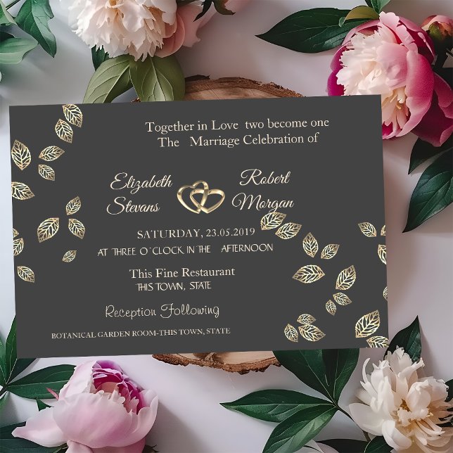 Elegant Chic Gold Leaves Wedding Invitation (Creator Uploaded)