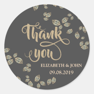 Elegant Chic Gold Leaves  Wedding Sticker