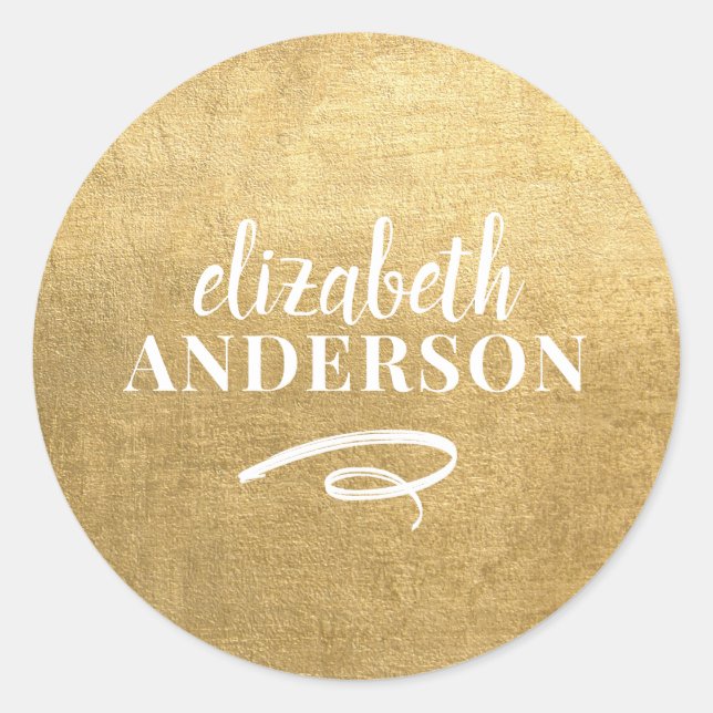 Elegant Chic Gold Modern Minimalist Classic Round Sticker (Front)