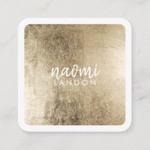 Elegant chic gold modern square minimalist white square business card
