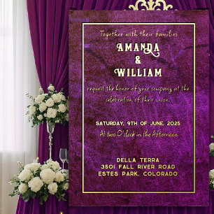 Elegant Chic Gold on Purple Leather Wedding