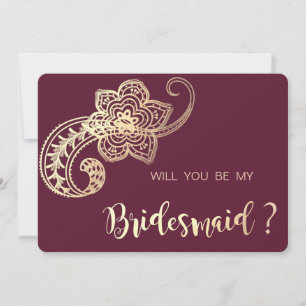 Elegant Chic Gold Paisley  Bridesmaid Card