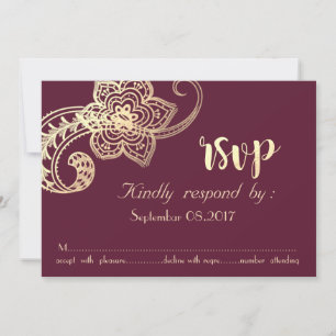 Elegant Chic Gold Paisley  RSVP Invitation