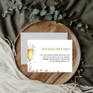 Elegant& Chic Gold Pearls and Prosecco Enclosure Invitation