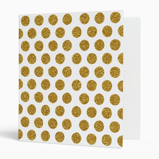 Elegant Chic Gold Polka Dots Glitter Photo Print Binder (Front/Inside)