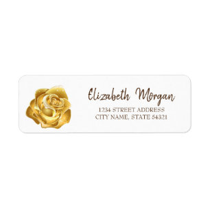 Elegant Chic , Gold Rose, White  Address Label