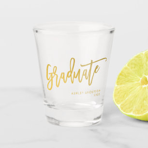 Elegant Chic Gold Script Graduate Party Shot Glass