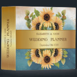 Elegant Chic Gold Sunflowers Binder<br><div class="desc">Elegant gold wedding planner.</div>