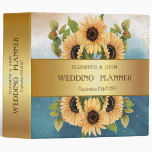 Elegant Chic Gold Sunflowers Binder