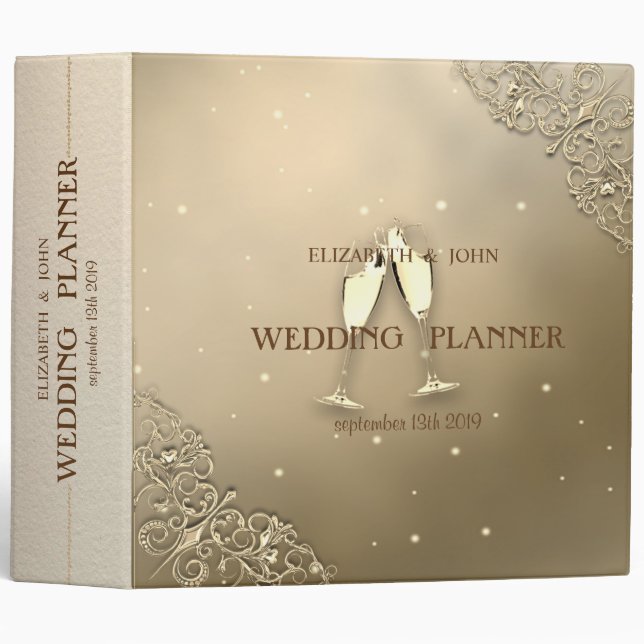 Elegant Chic Gold  Wine Glass Binder (Front/Spine)
