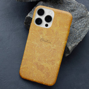 Elegant Chic Golden Motif Embossing Effect Custom iPhone 16 Pro Case