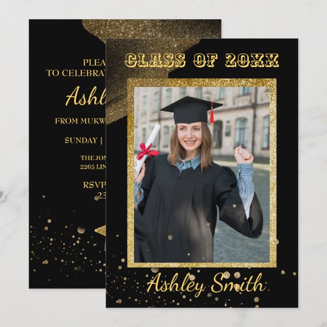 Elegant Chic  Graduation Invitation (Front/Back)
