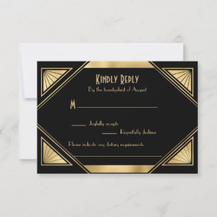 Elégant chic Great Gatsby Art Déco carte RSVP