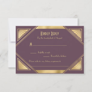 Elégant chic Great Gatsby Art Déco carte RSVP