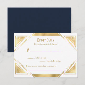 Elegant chic Great Gatsby Art Deco RSVP Card