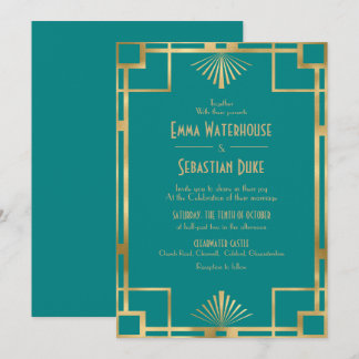 Elegant chic Great Gatsby Art Deco Wedding Invita Invitation