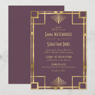 Elegant chic Great Gatsby Art Deco Wedding Invita Invitation