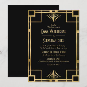 Elegant chic Great Gatsby Art Deco Wedding Invitation