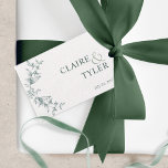 Elegant Chic Green and White Wedding  Gift Tags<br><div class="desc">Add an elegant detail to your wedding favours with this beautiful favour tag showcasing a simple exquisite green hand-drawn botanical detail on the side and couples names in modern stylish typography. Note: for cases where the first name is much longer than the name on the bottom, you might like to...</div>
