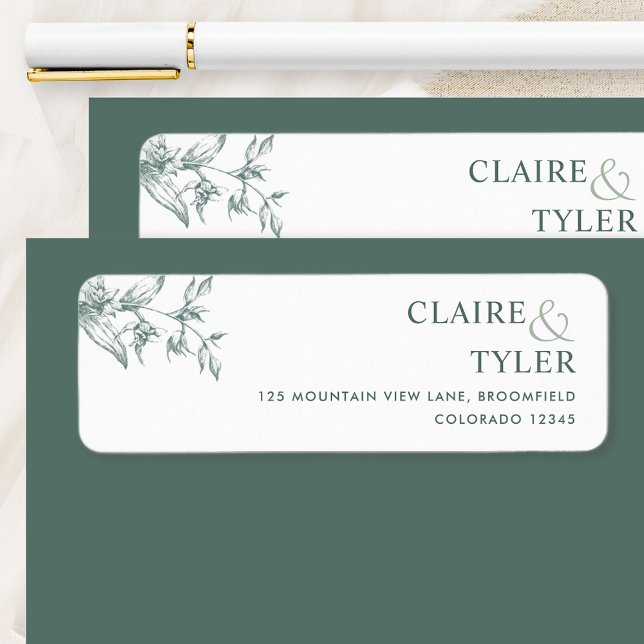 Élégant Chic Green Mariage Adresse de retour Label (Créateur téléchargé)