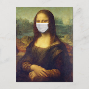Elegant Chic Green Mona Lisa Covid 19 Painting Postcard