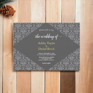 Elegant Chic Grey Script Classy Formal Wedding Invitation