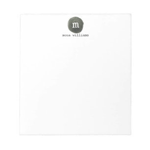 Elegant Chic Grey Watercolor Circle Black Monogram Notepad