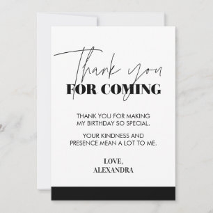 Elegant Chic Handwritten Black White  Thank You Card