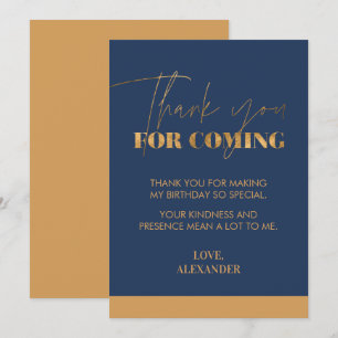 Elegant Chic Handwritten Navy Gold  Thank You Card