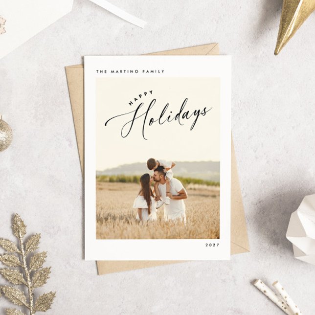Elegant Chic Happy Holidays Photo Christmas Card (Creator Uploaded)