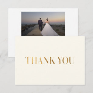 Elegant Chic Ivory Gold Thank You Photo Card