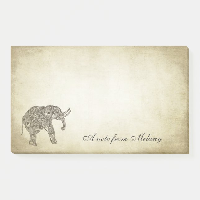 Elegant chic lady elephant vintage post-it notes (Front)