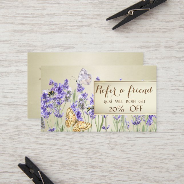 Elegant Chic Lavander Referral Card (Front/Back In Situ)