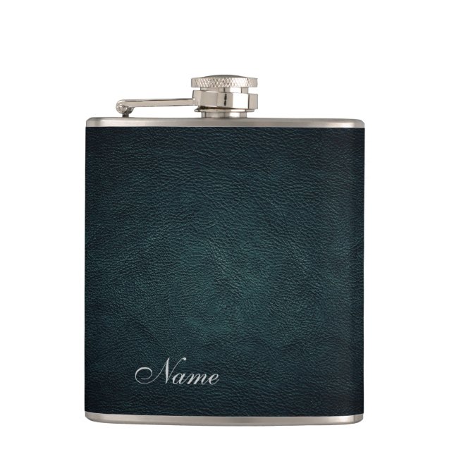 Elegant chic leather look  personalized hip flask (Front)
