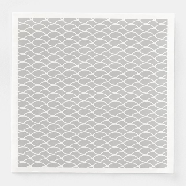 Elegant Chic Light Grey Repeating Ocean Waves Napkin (Front)