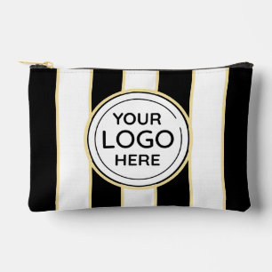 Elegant Chic Logo B&W Golden Stripes Accessory Pouch