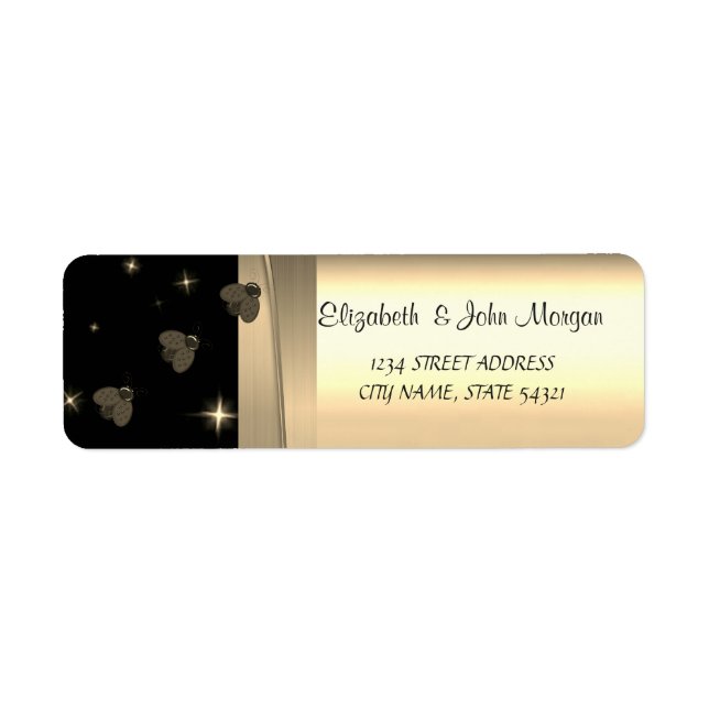 Elégant Chic Luxe, Faux Gold, Noir, Ladybugs (Devant)