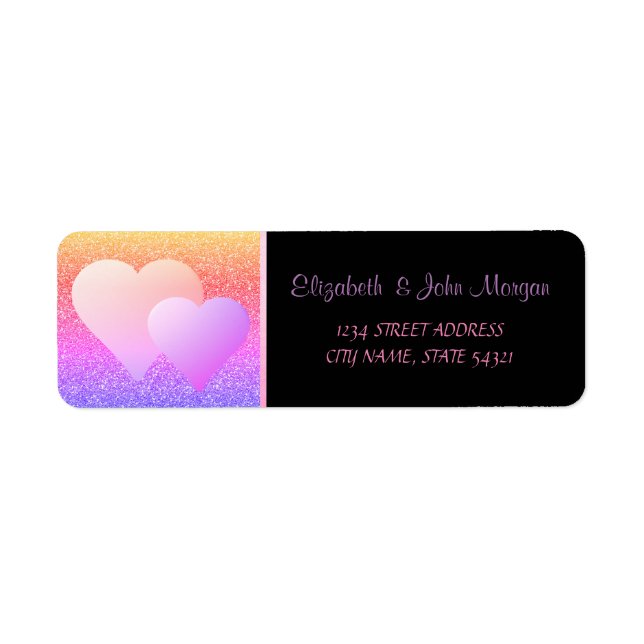 Elegant  Chic Luxury , Black, Glitter  Hearts (Front)