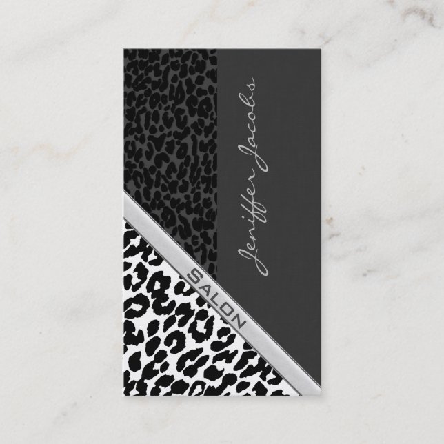 Elegant chic luxury contemporary glam leopard business card (Front)