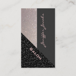 Elegant chic luxury contemporary leopard glittery business card